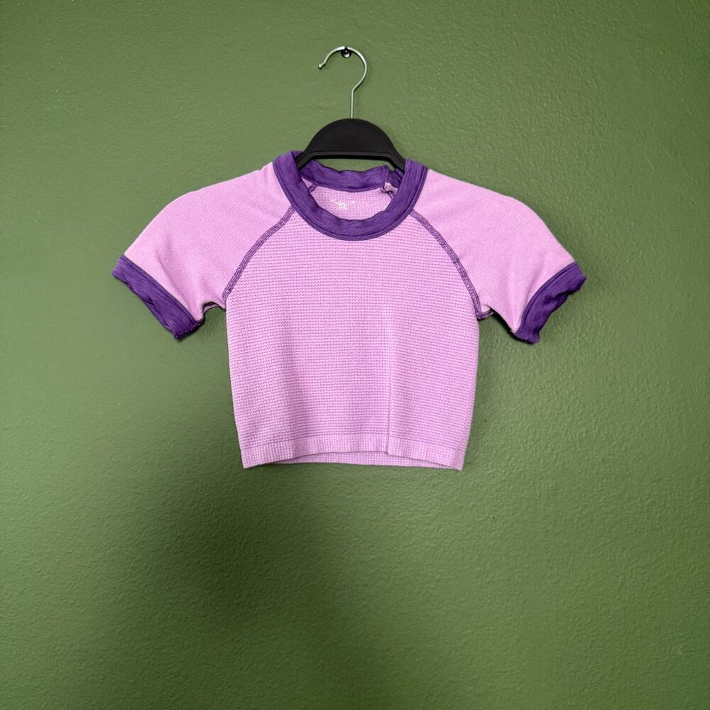 Out From Under Purple Short Sleeve Knit Raglan Crop Top XS